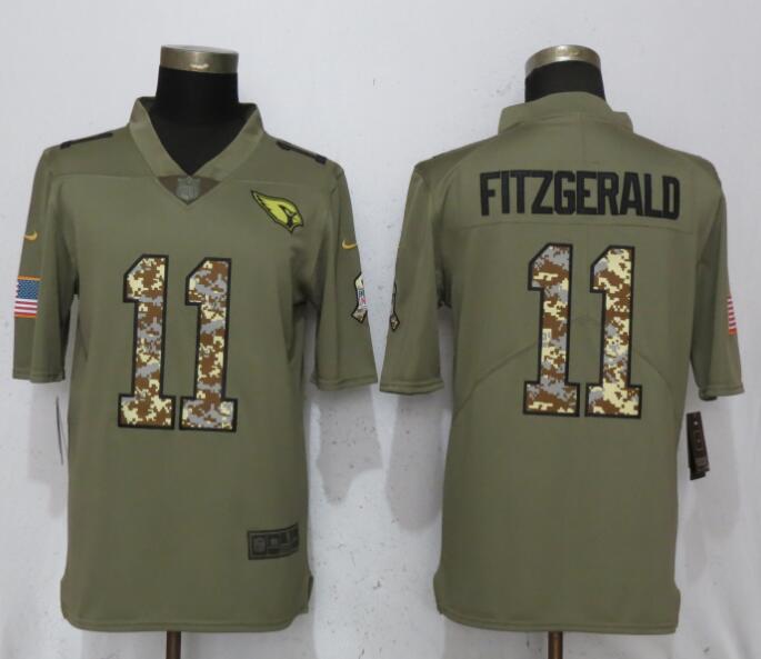 Men Arizona Cardinals #11 Fitzgerald Olive Camo Carson 2017 Salute to Service Limited Nike NFL Jerseys